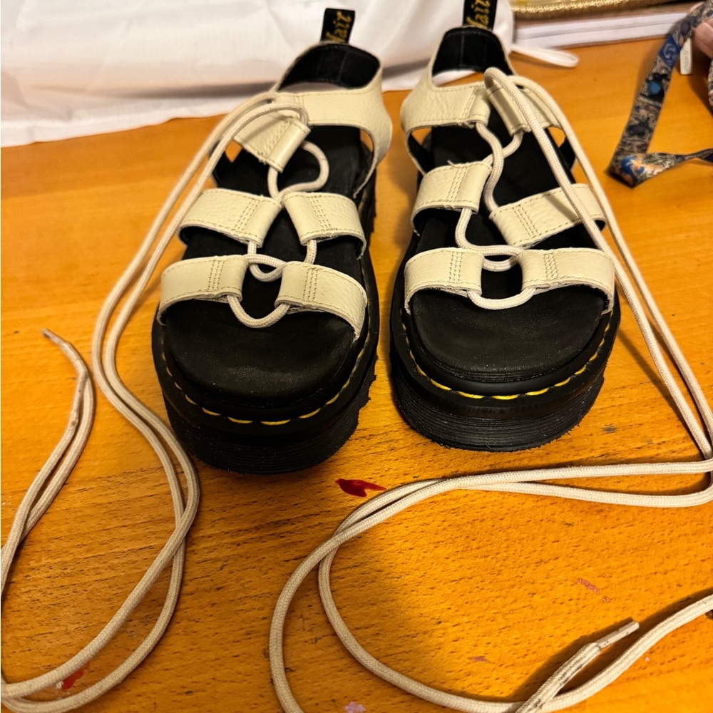 Dr. Martens Cream Lace-Up Sandals - Picture 3 of 5